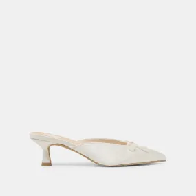 CLEO HEELS OFF WHITE SATIN Thong High Heels