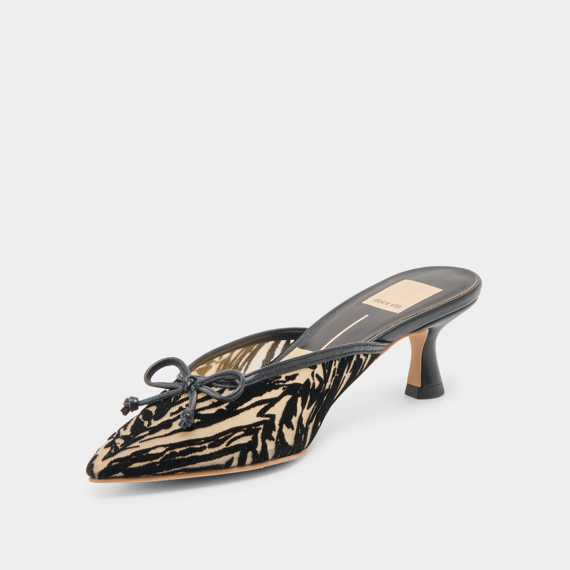 Crossed High Heels CLEO HEELS ZEBRA VELVET MESH