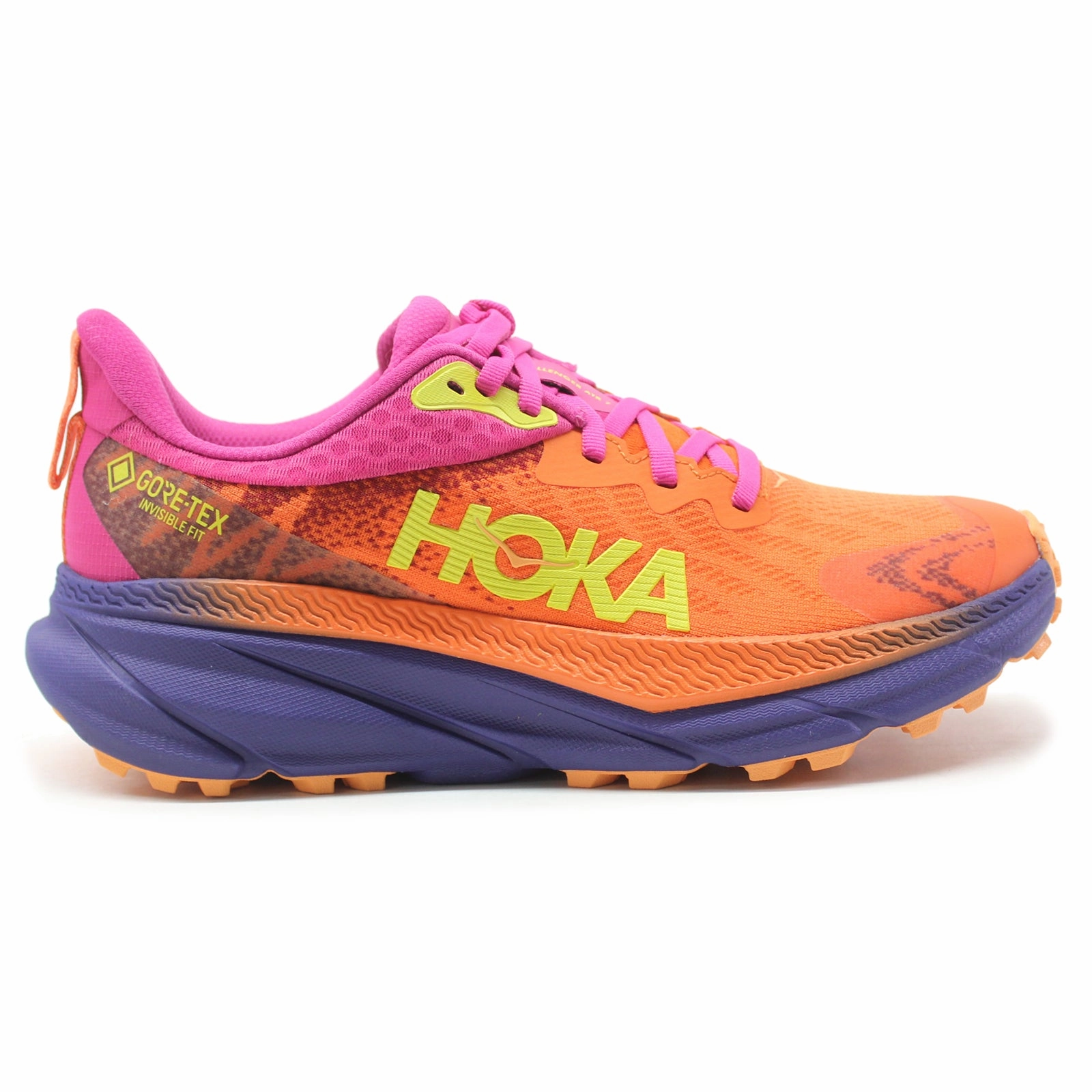 Highest Rated Trail Running Shoes Hoka Challenger ATR 7 GTX Textile Synthetic Women's Vibrant Orange Pink Yarrow Running Trainers - UK 6.5 - US 8 Women - EU 40