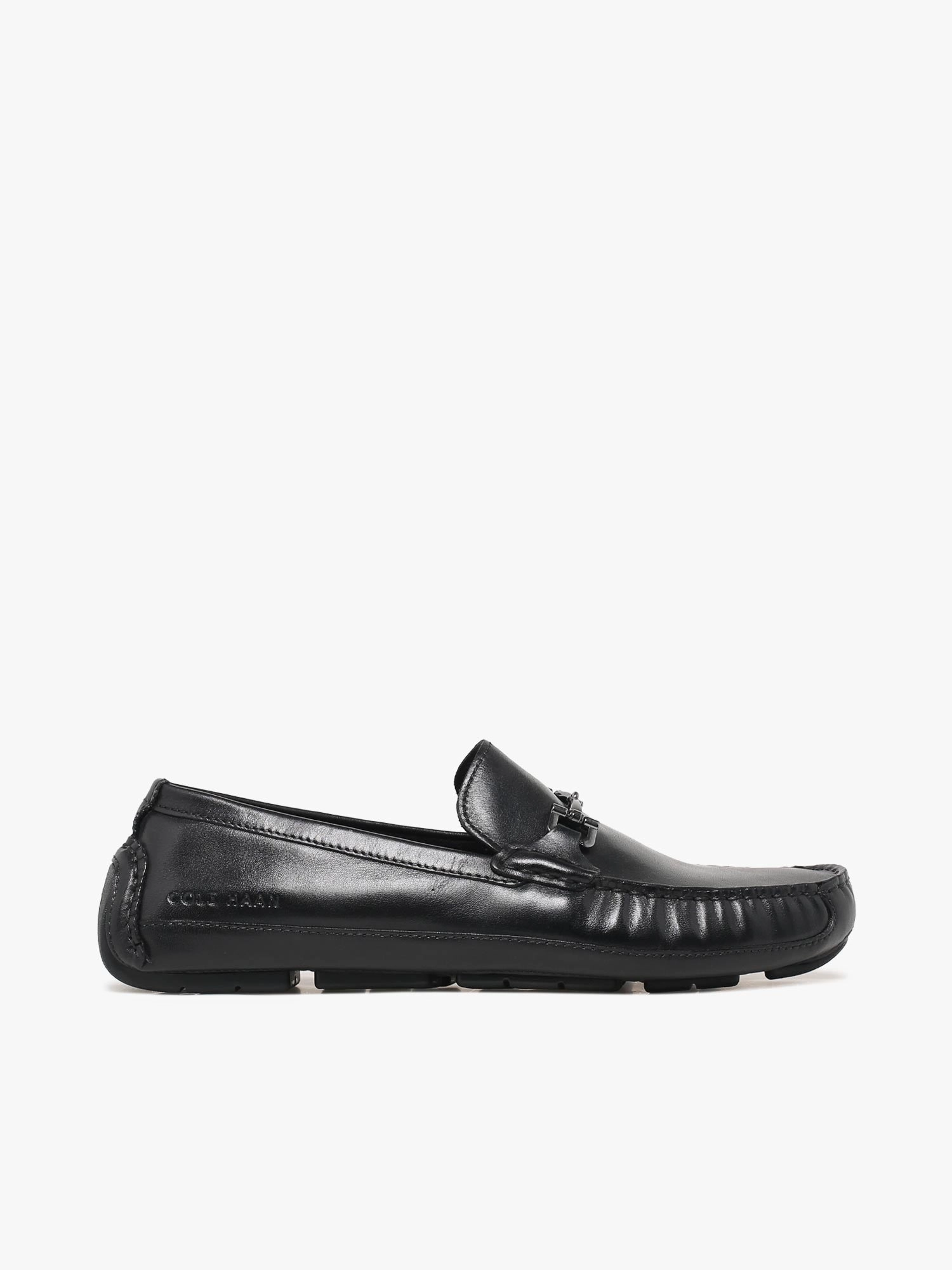 Flat Shoe With Ankle Strap Wyatt Bit Driver Black Leather
