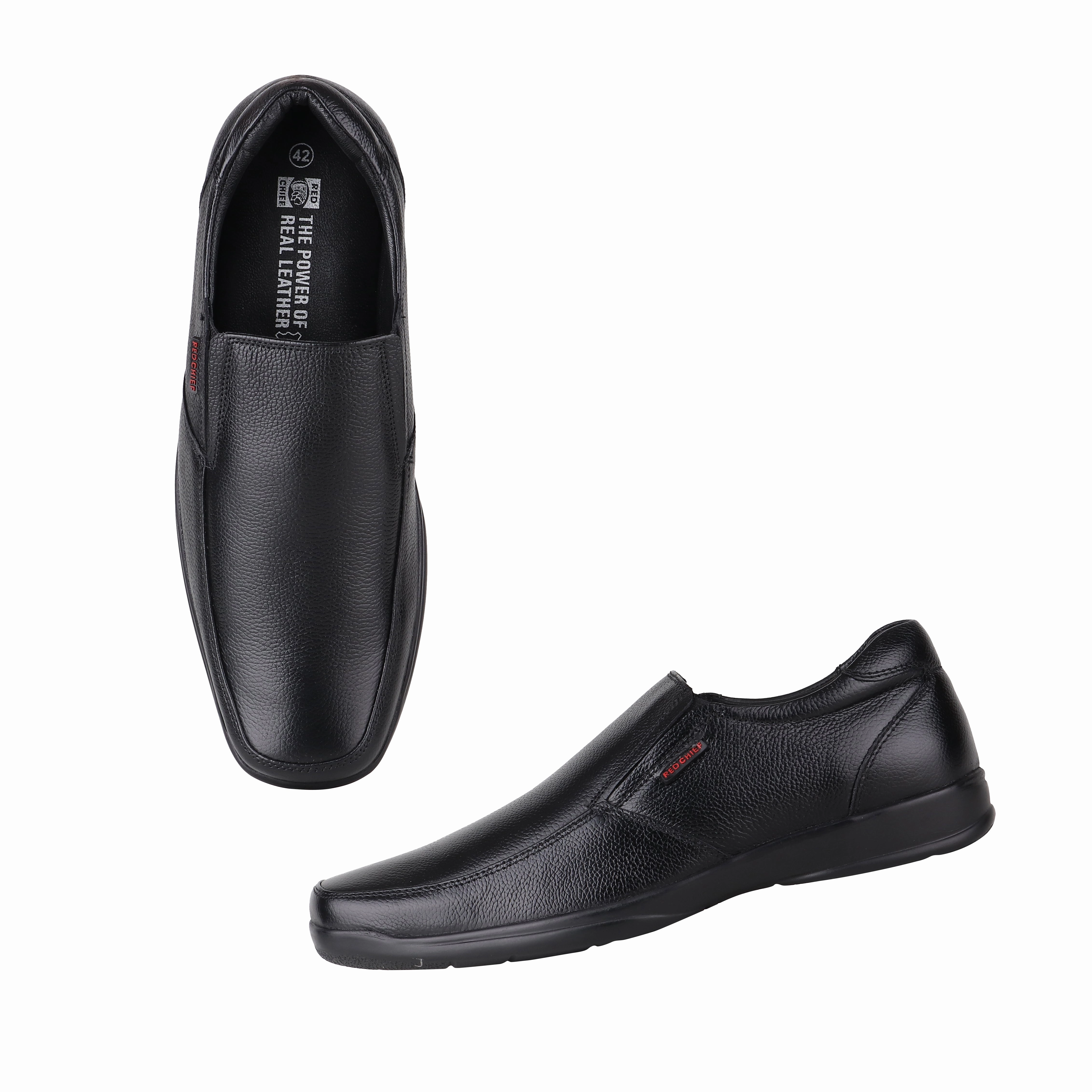 Wide Fit Flat Shoes Uk Red Chief Black Formal Shoes for Men RC3500 001