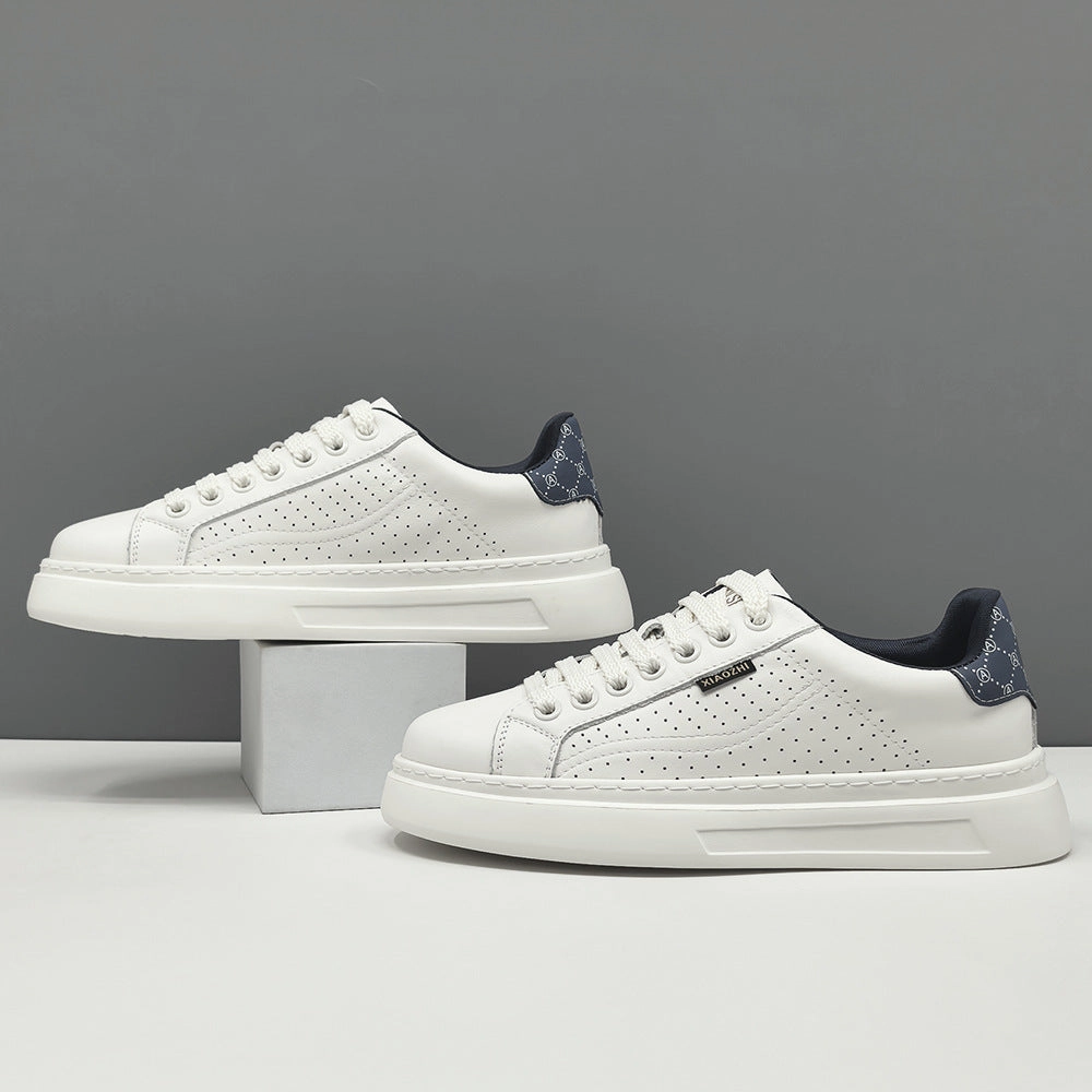 Wide Flat Mtb Shoes Men's Stylish Quilted Leather Flat Court Sneakers