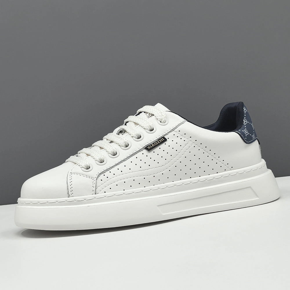 Support Insoles For Flat Shoes Men's Stylish Quilted Leather Flat Court Sneakers