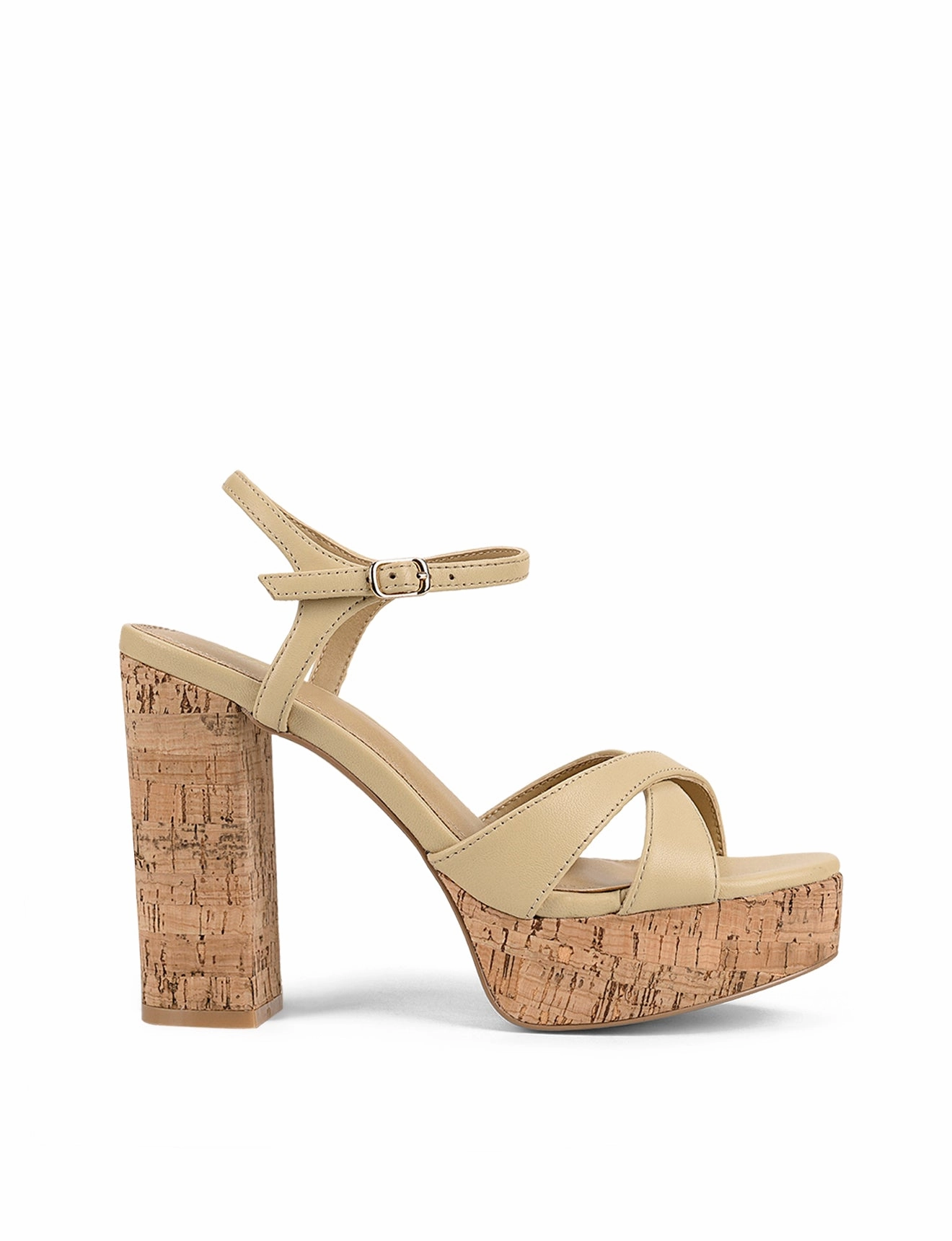 Pants And High Heels Hannah Platform Sandals - Custard Yellow Leather & Cork