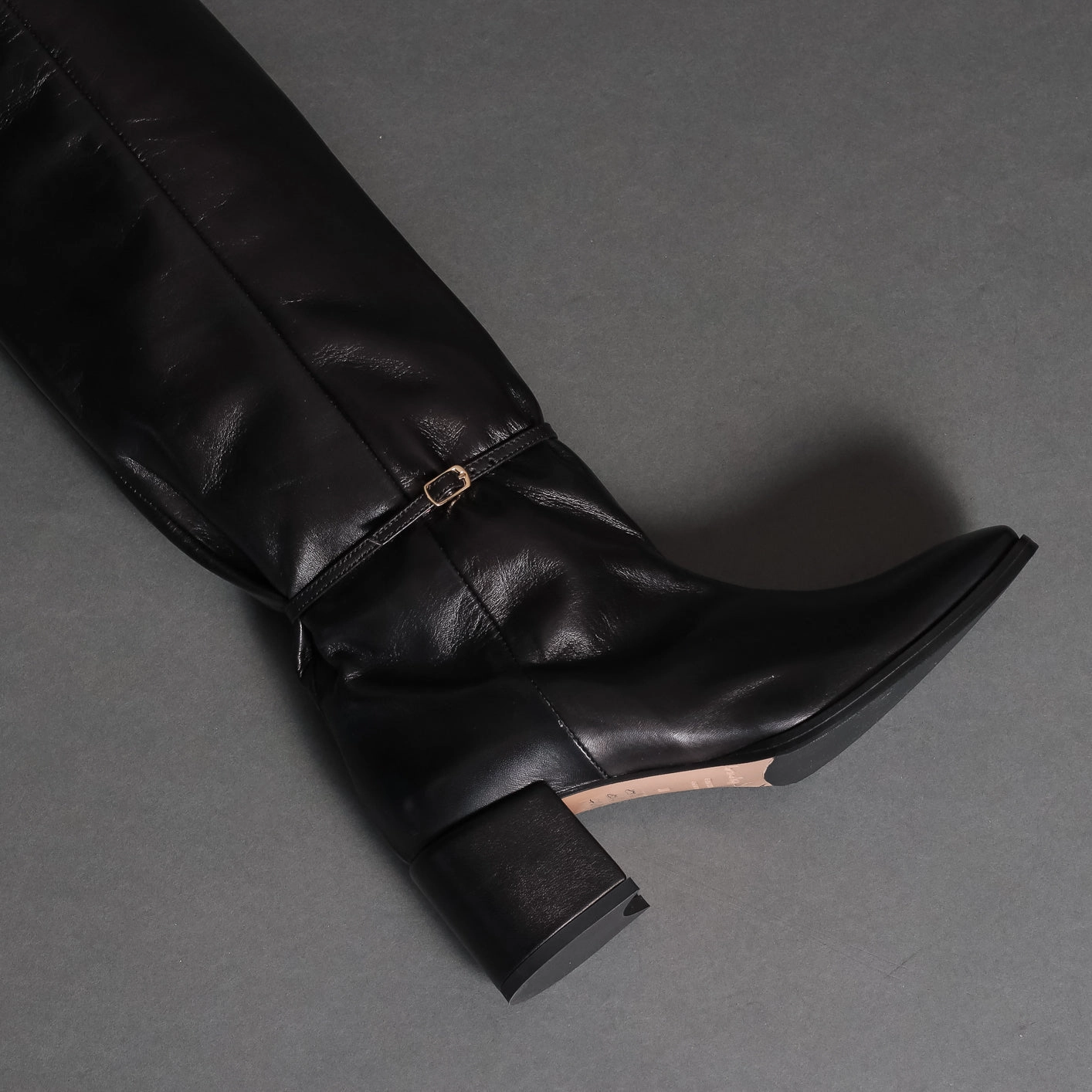 32555 Black Bowman Square Toe Knee High Dress Boots