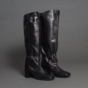 32555 Black Wool Knee High Boots