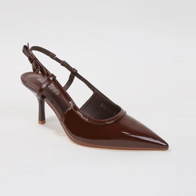 Estefania Slingback Kitten Heels with Bow Accent High Heels Tall