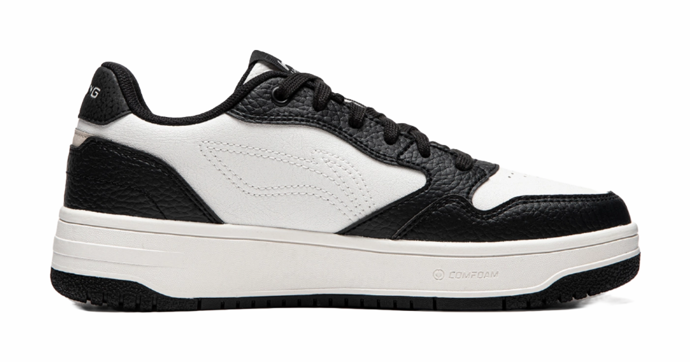 Wide Width Casual Tie Shoes LiNing Tianji Soft Slip Resistant Cushioning Abrasion Resistant Low Top Skateboard Shoes Women's White Black