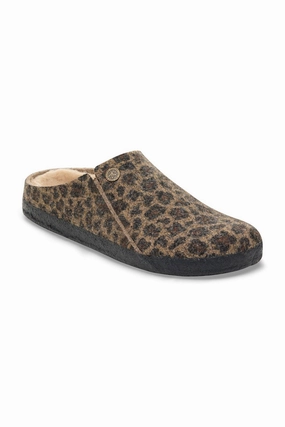 Birkenstock Zermatt Wool Felt Shearling Slippers for Women in Leo Toffee | 1030844 Mule