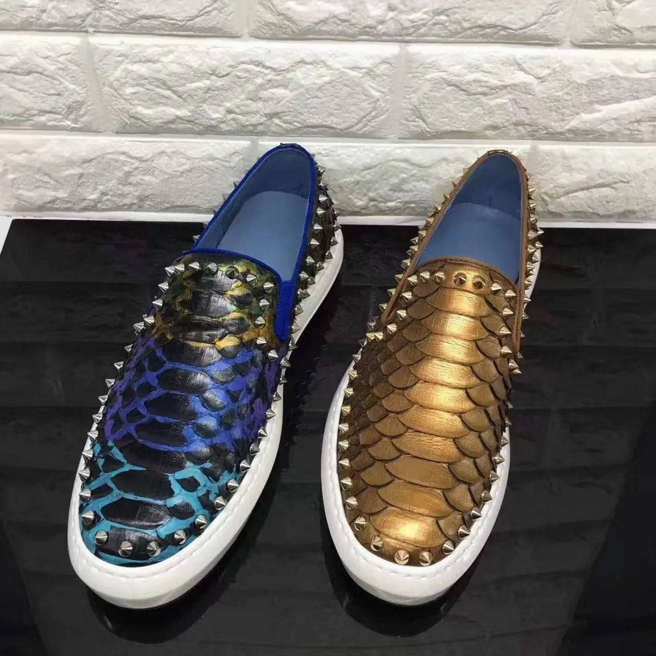 Best Shoes For Plantar Fasciitis Flat Feet Crocodile Shoes Roller-Boat Spikes Genuine Python Leather Flat Sneakers For Men