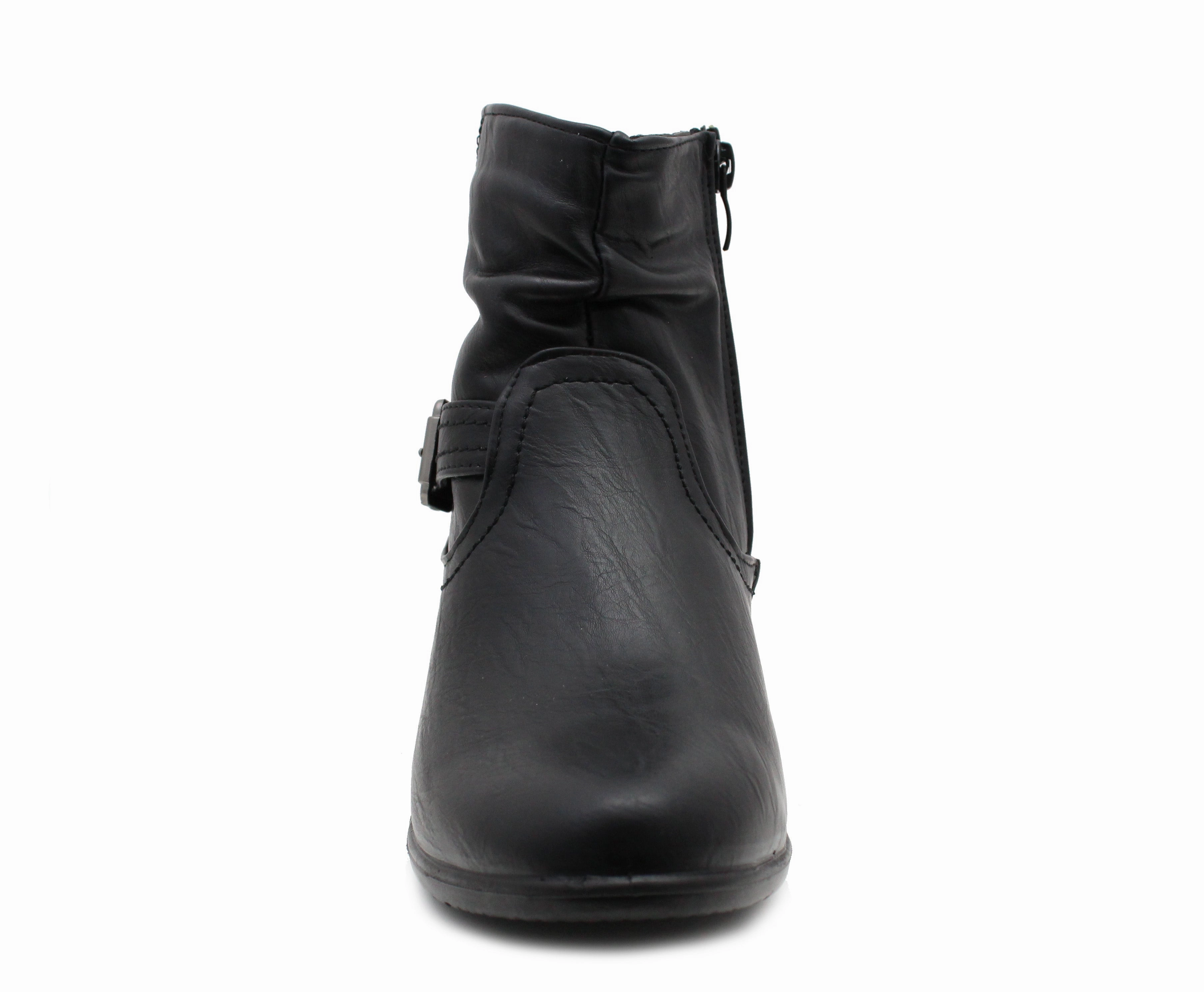 Vegan Shoes Casual Cushion Walk Womens Ankle Boots Black Biker Boot Zip Up Mid Heel Elastic Formal Office Trouser Shoes