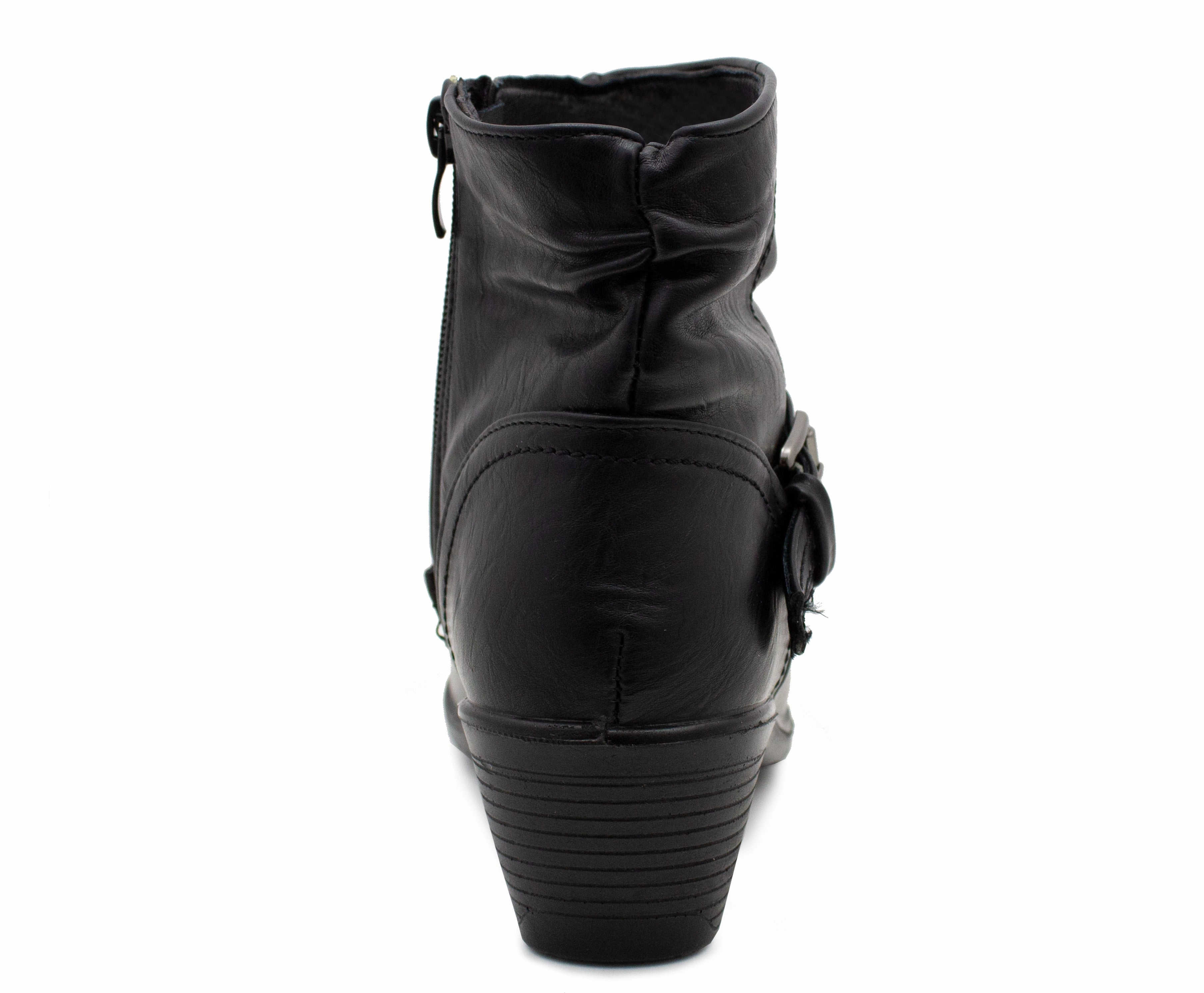 Cushion Walk Womens Ankle Boots Black Biker Boot Zip Up Mid Heel Elastic Formal Office Trouser Shoes 1950s Casual Shoes