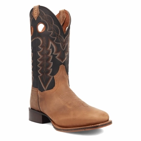 Roma Boots Dan Post Mens Lance Tan/Black Leather 12in Cowboy Boots
