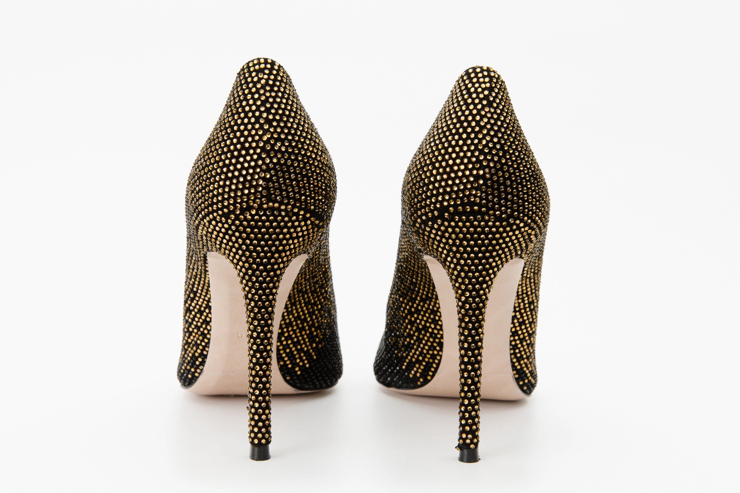 The Bago Black & Gold Glitter Leather Pump Women Shoe High Heels Neon