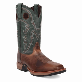 Thousand Mile Boots Laredo Mens Alloy Tan/Green Leather 11in Cowboy Boots