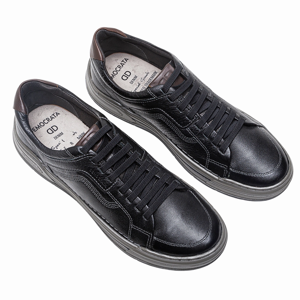 Casual Walking Democrata Volp Black/Tobacco Leather Slip-On (Men's)