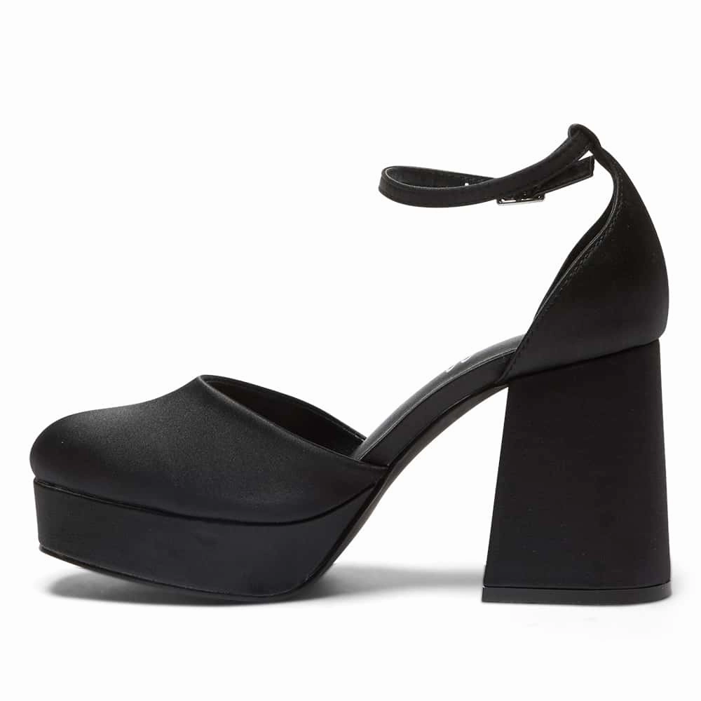 Chase Heel in Black Satin High Heel Wedge Tennis Shoes