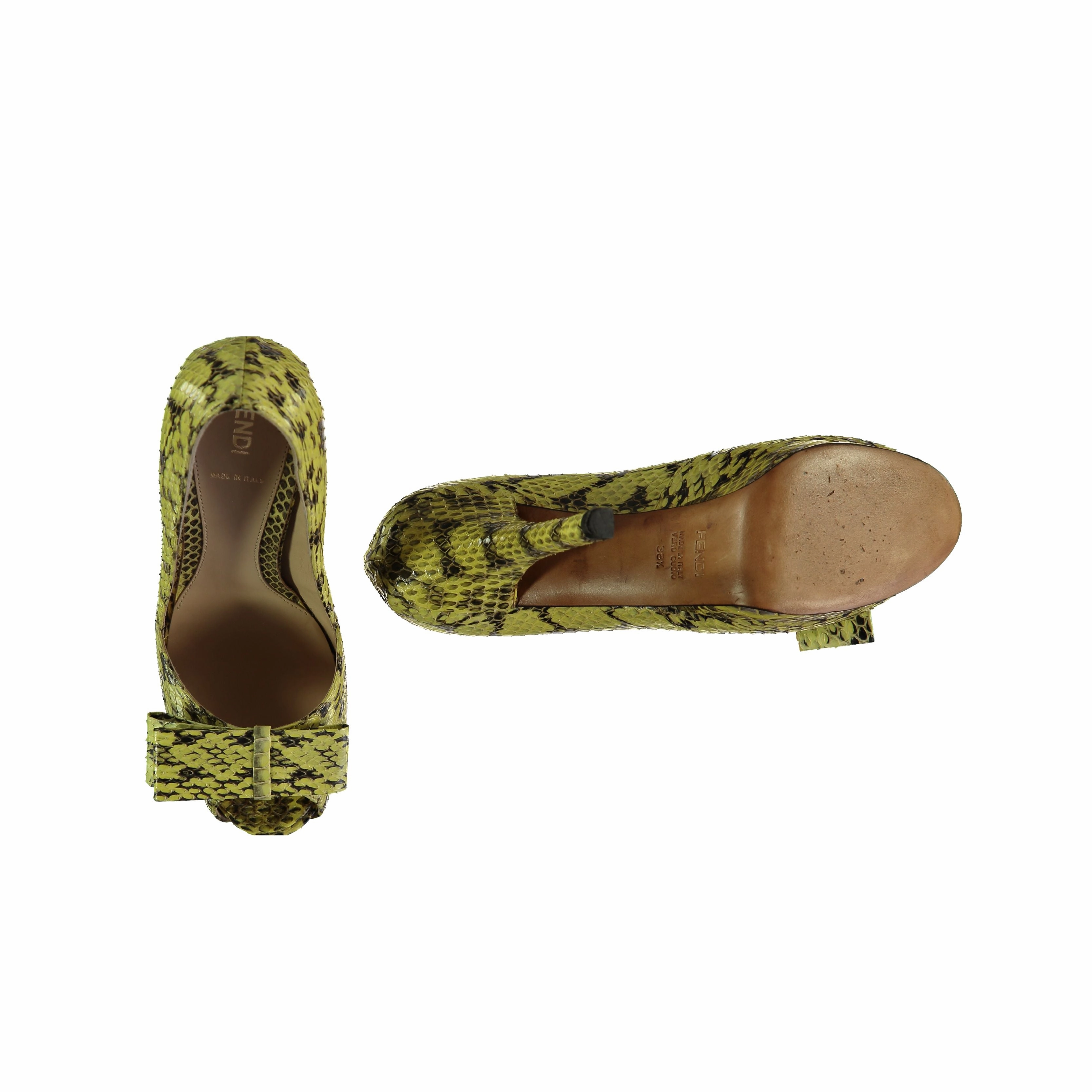 Fendi Snakeskin Peep-toe Platform Pumps - '10s High Heel Shoe Planters