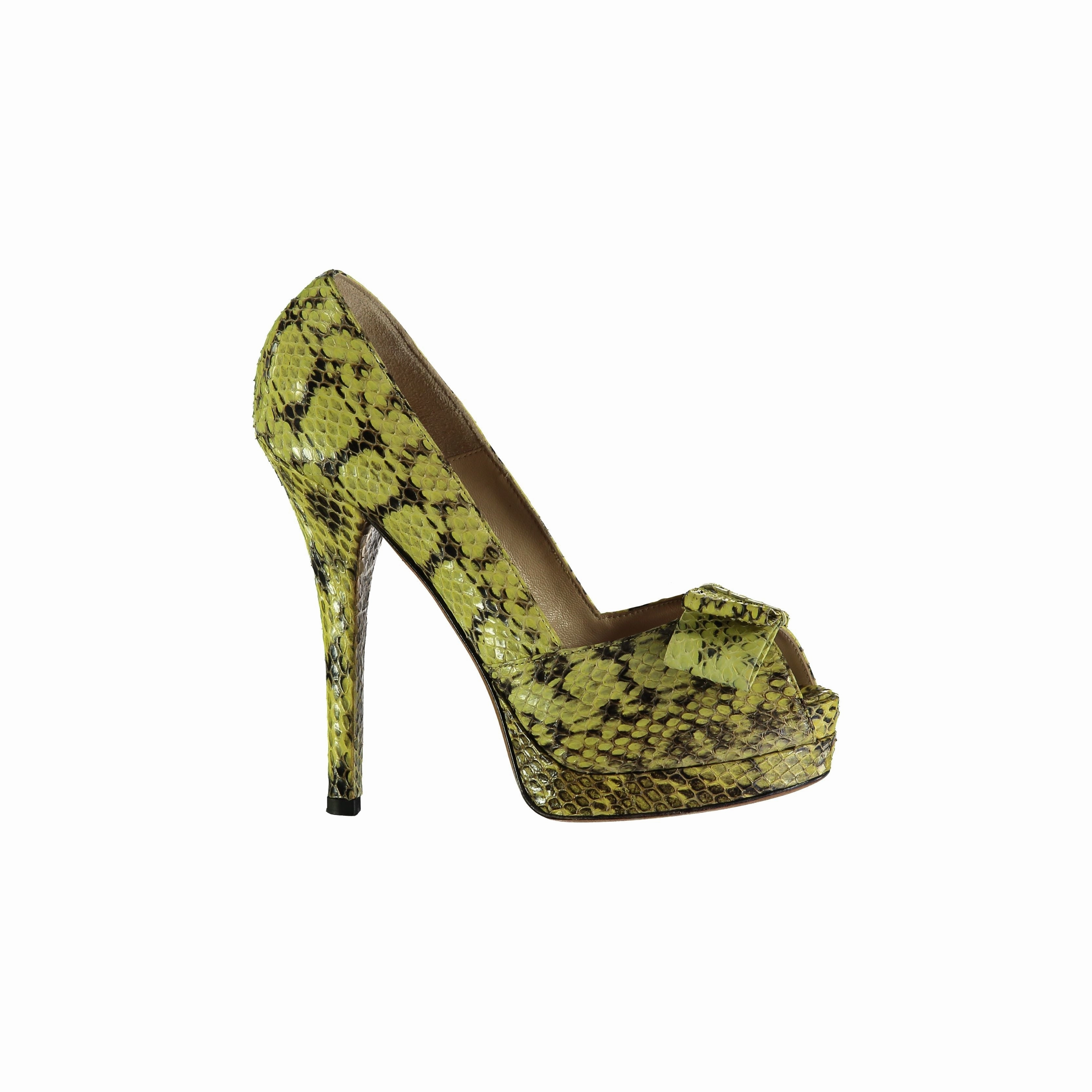 Fendi Snakeskin Peep-toe Platform Pumps - '10s Anime High Heel