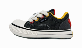 Disney x OLD ORDER Chunky Shoes Abrasion Resistant Height Increasing Low top Canvas Shoes Unisex Black White Shoes Men Casual