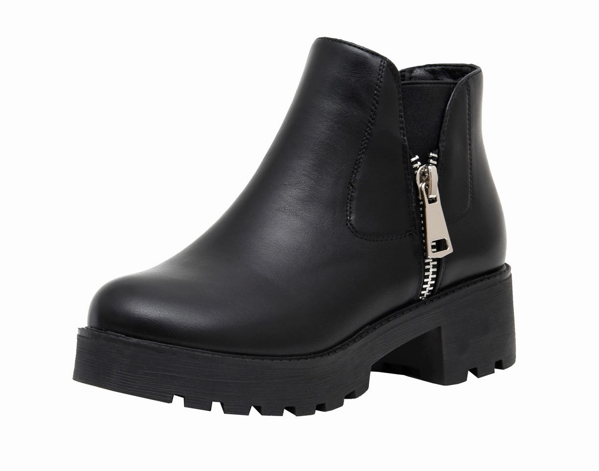 Portia Lug Bootie Combat Fur Lined Boots