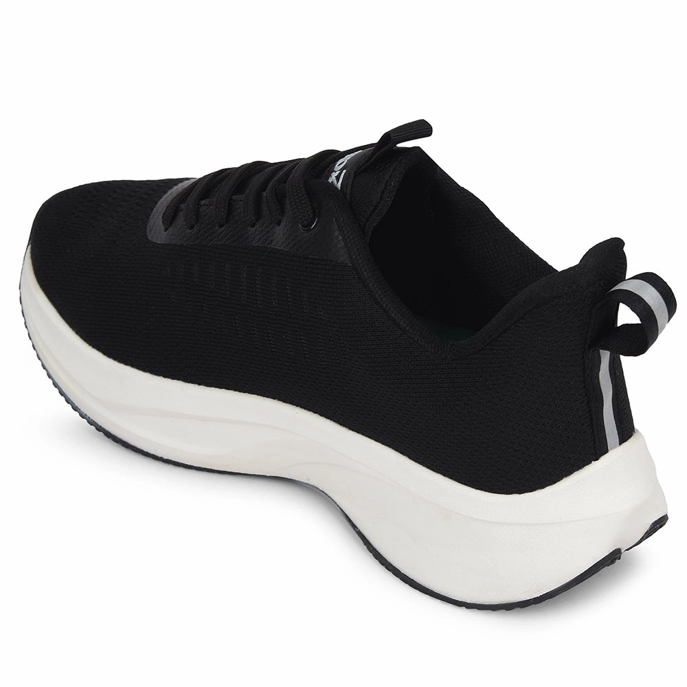 Leap7x Black Sports Lacing Running Shoes For Men ROASTER-1E By Liberty Great Running Shoes