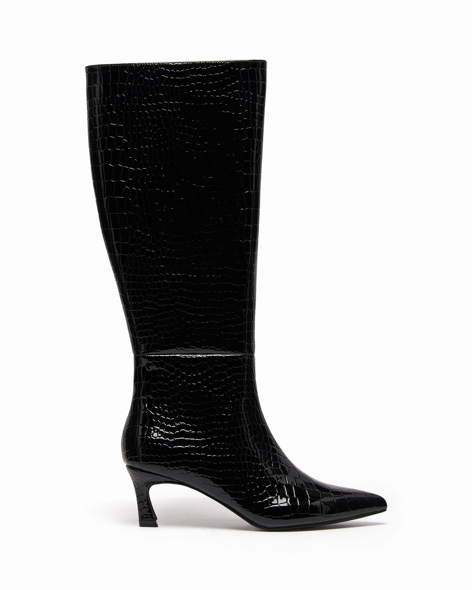Dove Tall Boot Black Croc
