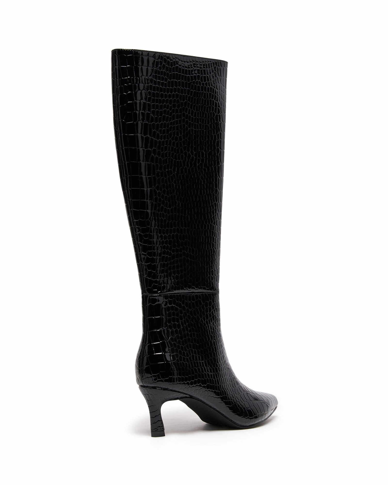Dove Tall Boot Black Croc High Heels And Hardhats