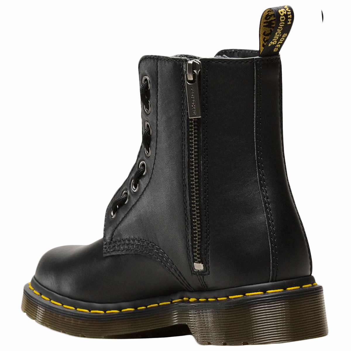 Alternative Combat Boots Dr. Martens 1460 Pascal Front Zip Nappa Leather Women's Ankle Black Boots