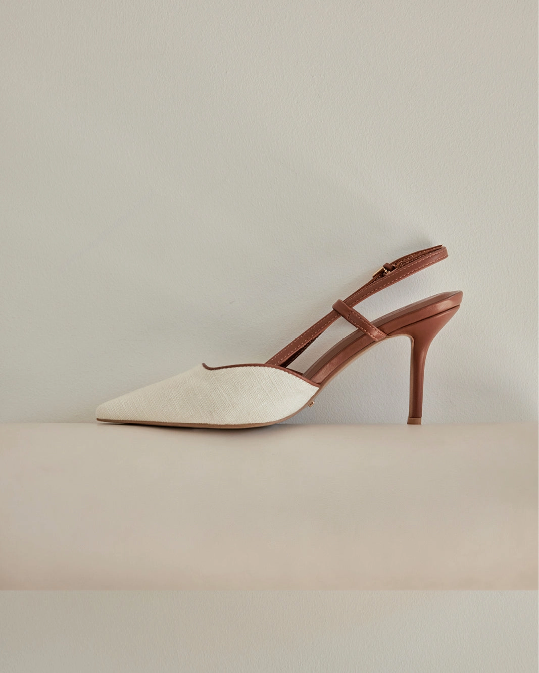 High Heels With Ankle Strap KAMERON - NATURAL LINEN-TAN
