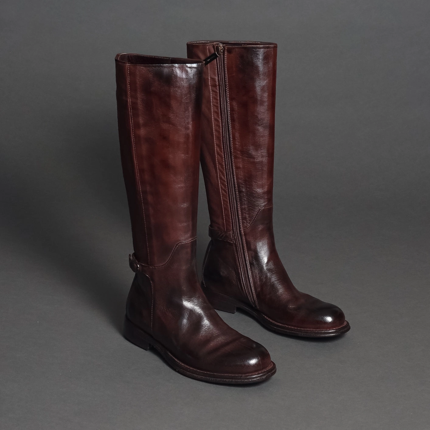 DT17A Brown High Knee Heel Boots