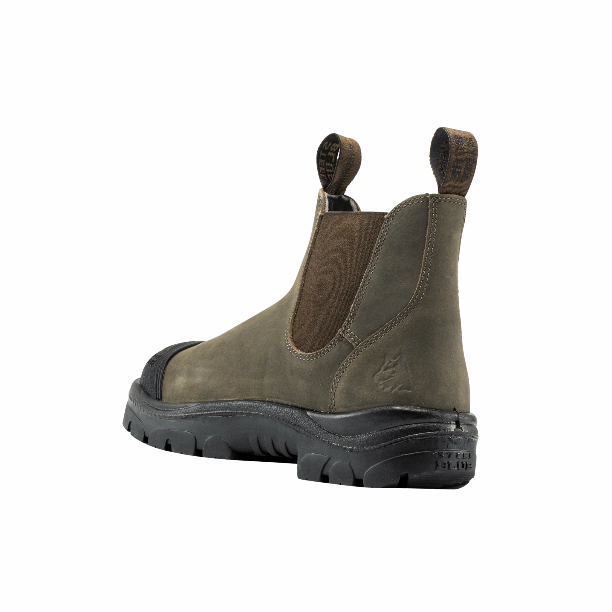 Kitchen Work Boots Steel Blue Hobart Scuff Rustic Brown