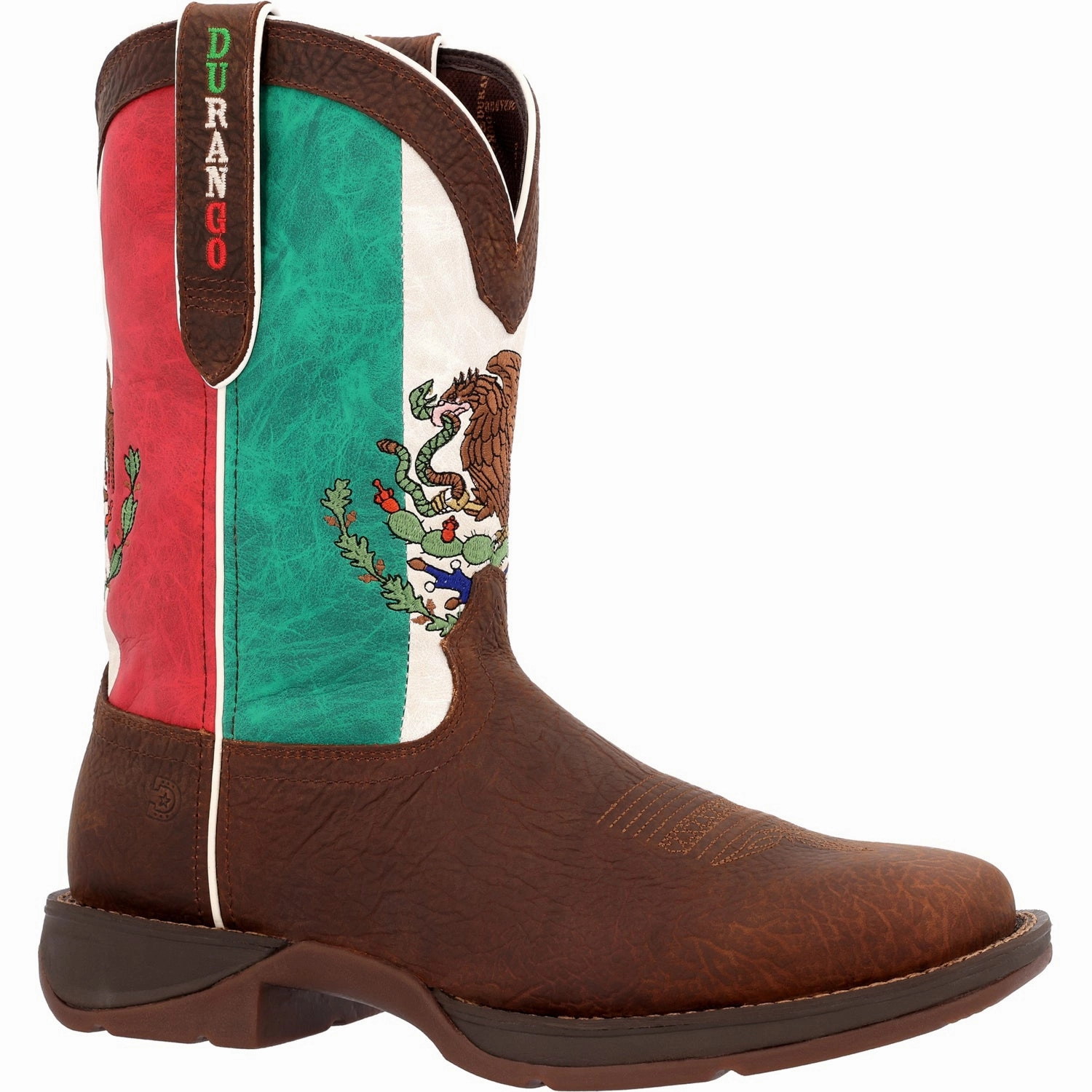 Wide Calf Platform Boots Durango Mens Rebel Western ST Sandy/Mexico Flag Leather Cowboy Boots