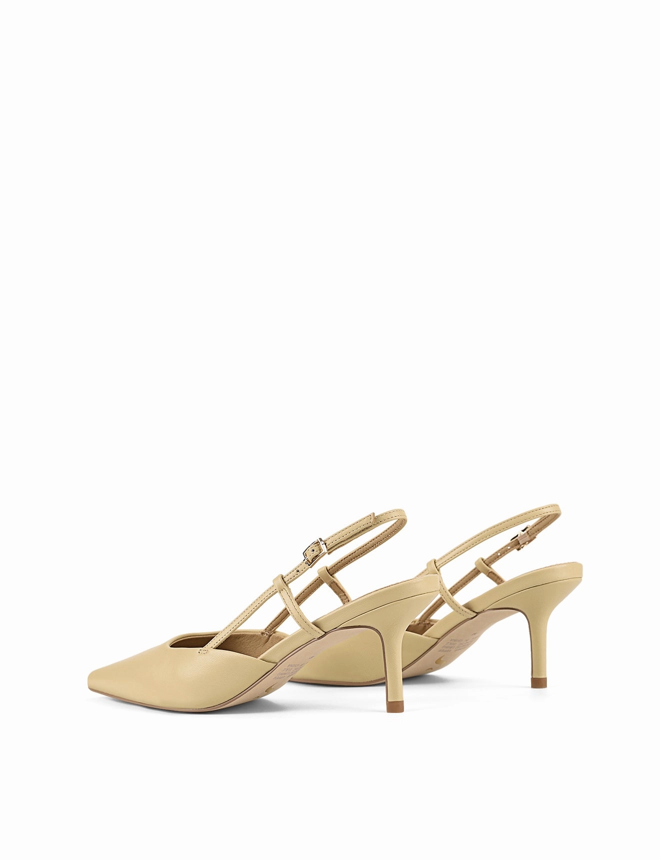 Yoyo Slingback Kitten Heels - Custard Yellow Leather High Heel Trampling Clips