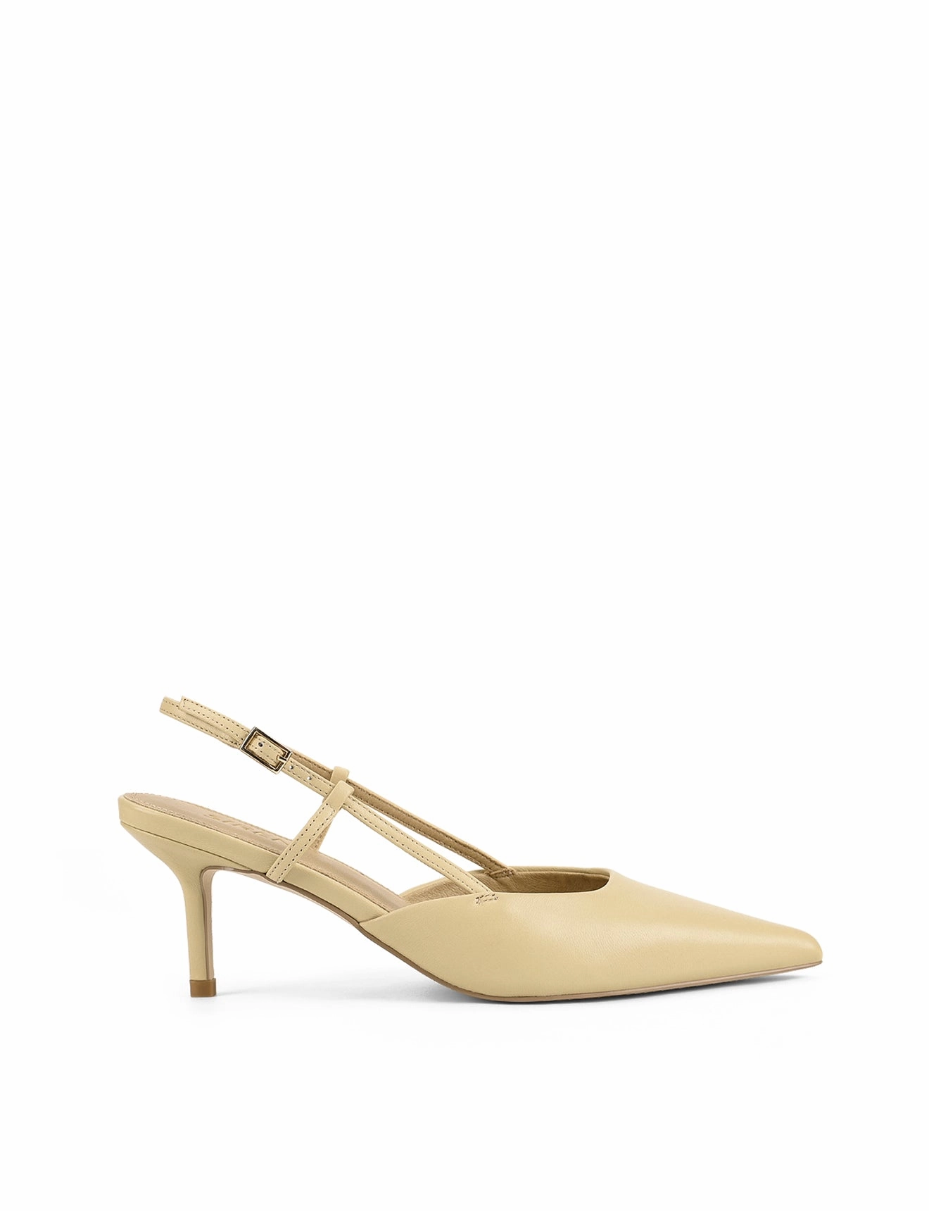 Long Dress With High Heels Yoyo Slingback Kitten Heels - Custard Yellow Leather