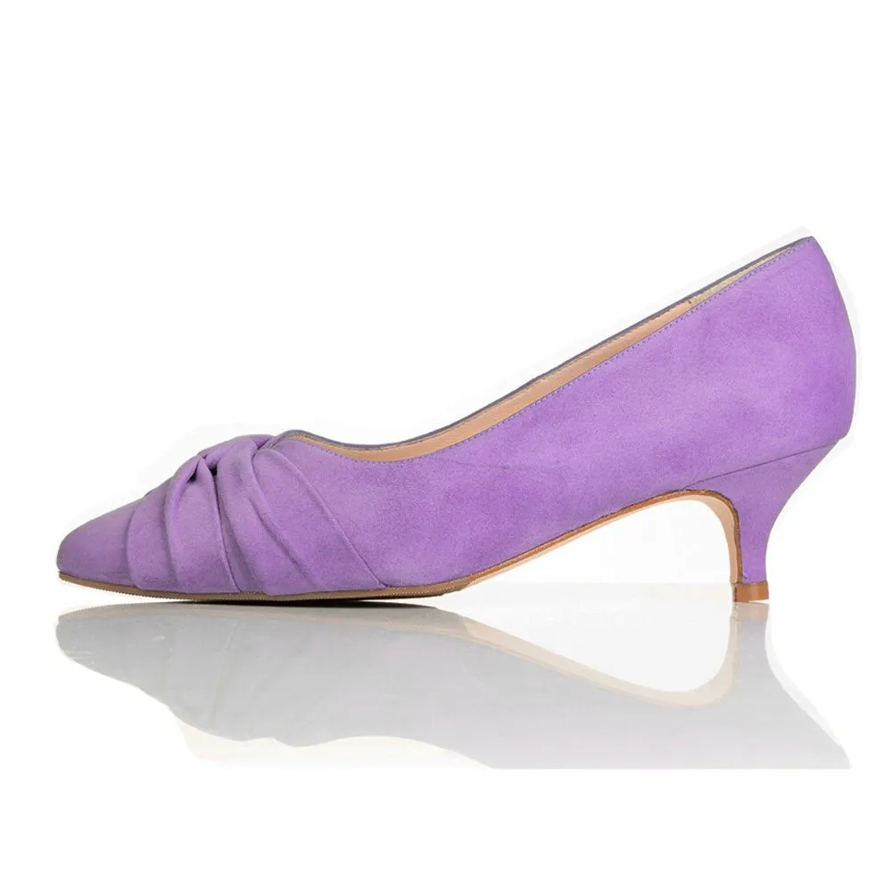 Tandi Extra-Wide Fit Kitten Heels - Lavender Suede High Heels Medium