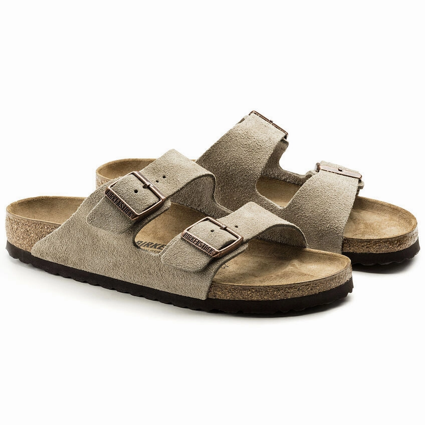 Vs Birkenstock Birkenstock Unisex Arizona Soft Footbed - Taupe Suede