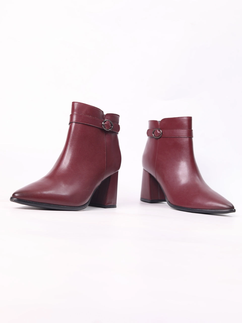 Emery Maroon Block Heel Boots Thigh High Heel