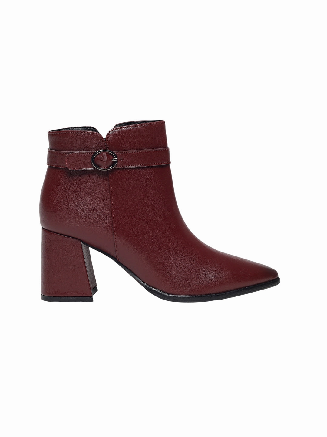 Emery Maroon Block Heel Boots Man In Dress And High Heels