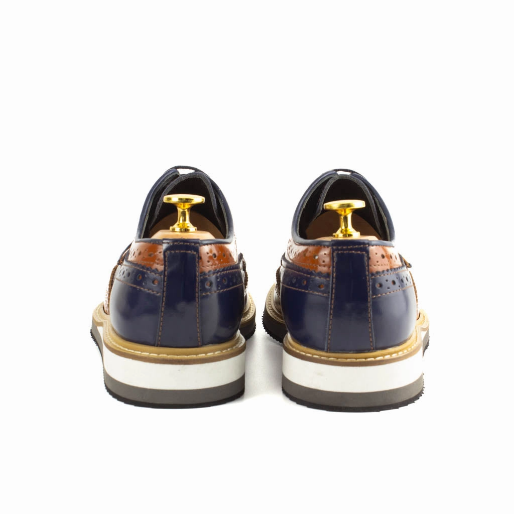 Casual Shoes Casual Shoes Vestito Brown-Navy Men's Wingtip Leather Derby Dress Shoes