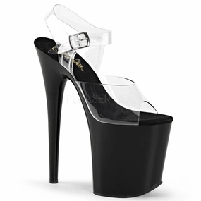 Gold Low High Heels 8 Inch Heel FLAMINGO-808 Clear Black
