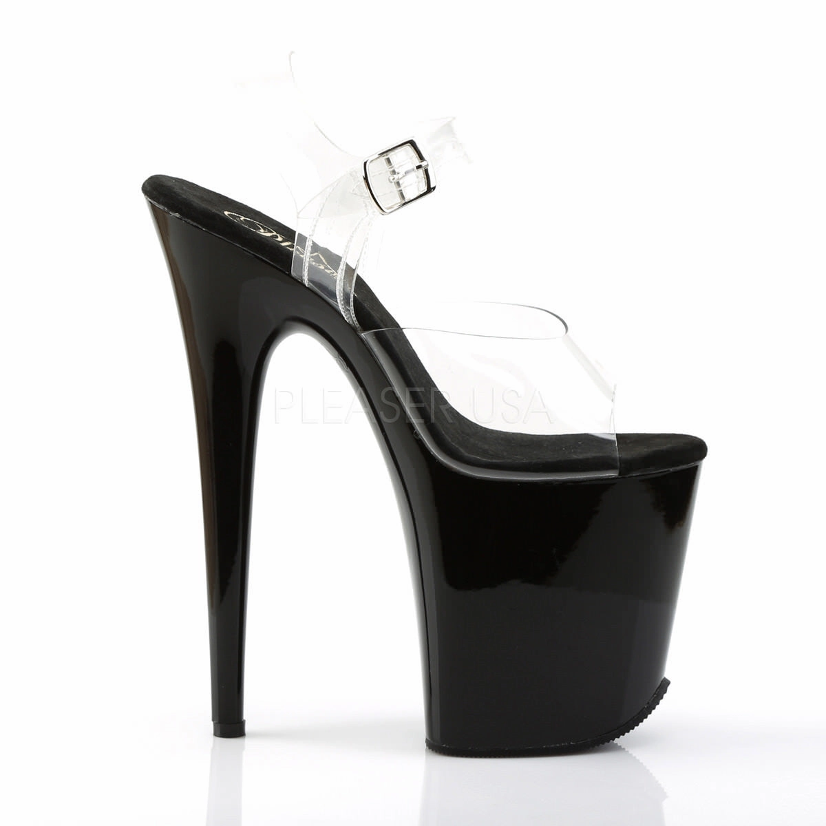 Detachable High Heel Shoes 8 Inch Heel FLAMINGO-808 Clear Black