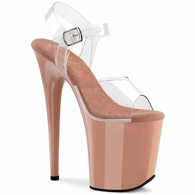 8 Inch Heel FLAMINGO-808 Clear Blush High Heel Dress Boots