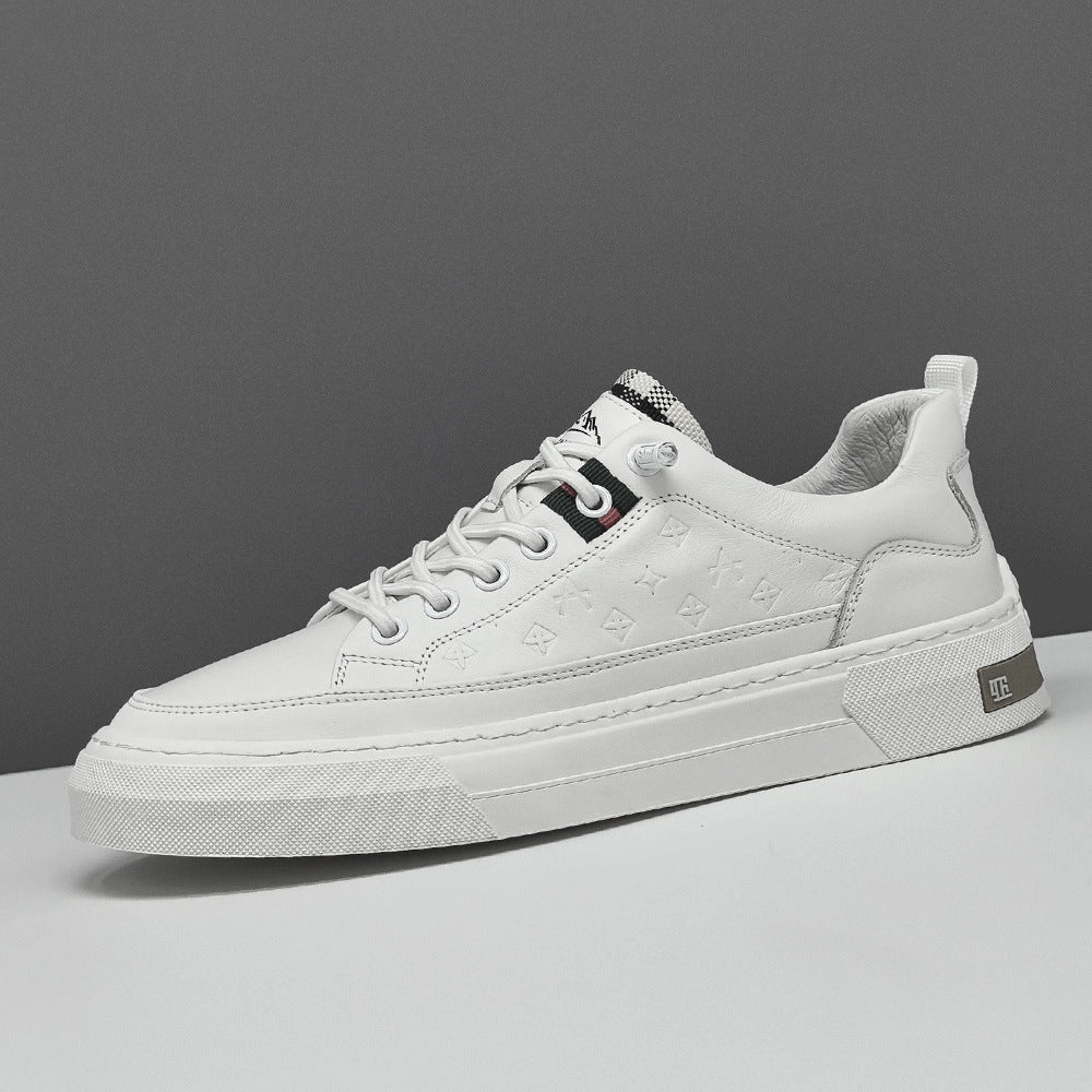 Men Fashion Embossed Leather Flat Casual Shoes Flat Sole Shoes Gym