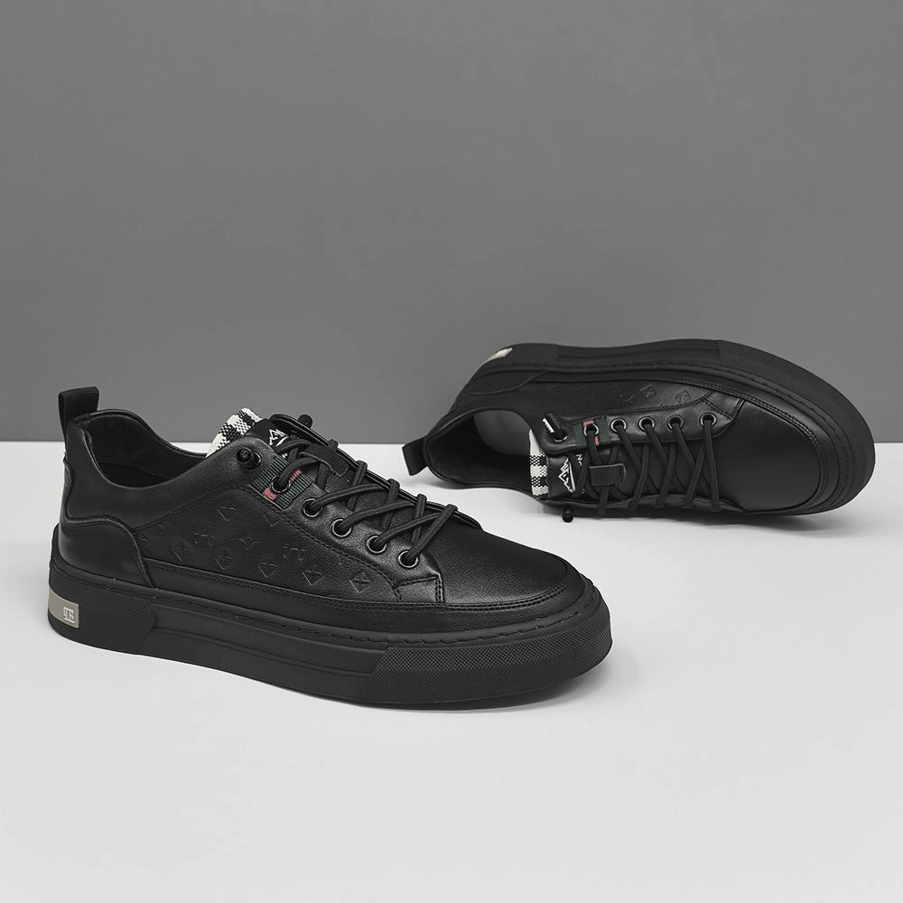 Men Fashion Embossed Leather Flat Casual Shoes Sun Stone Shoes Flats