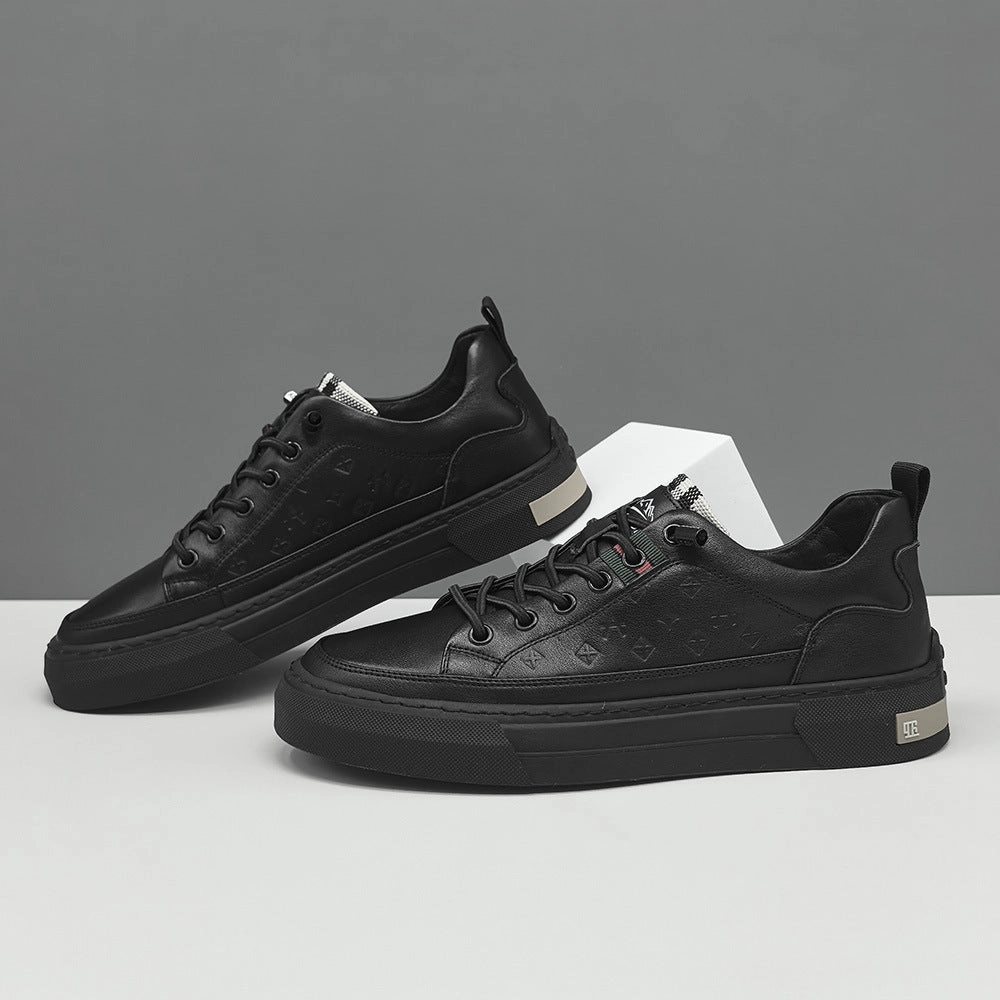 Best Shoes For Running With Flat Feet Men Fashion Embossed Leather Flat Casual Shoes