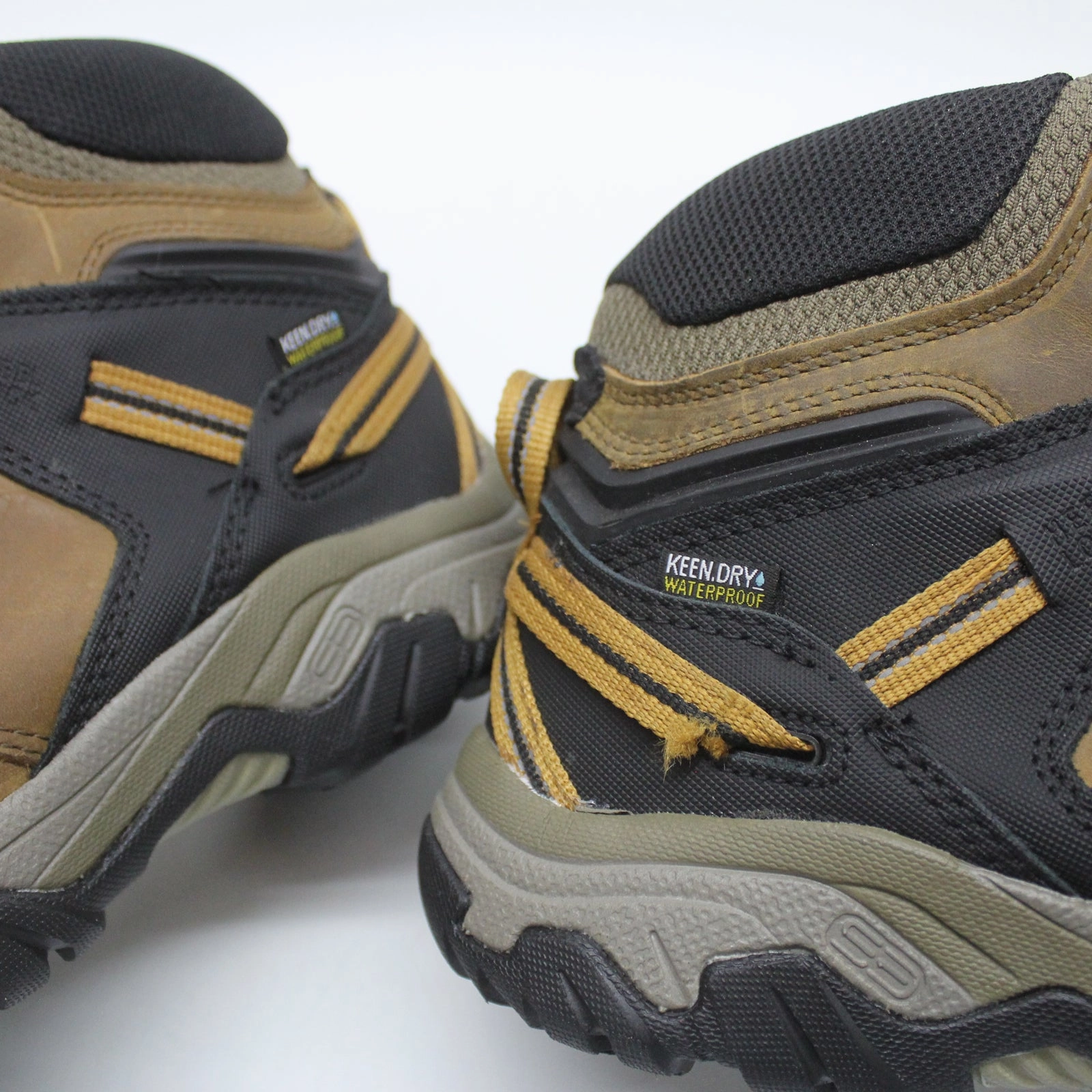 Walk London Sean Low Hiking Boots Keen Ridge Flex Mid Leather Textile Men's Bison Golden Brown Ankle Boots - UK 9 - US 10 Men - EU 43