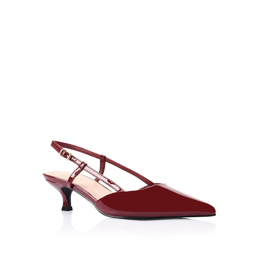 Lucas Slingback Kitten Heels - Wine Patent Cory Chase High Heels
