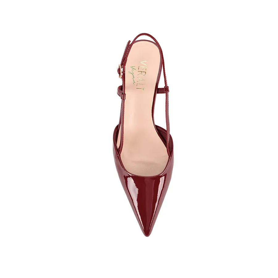 Lucas Slingback Kitten Heels - Wine Patent