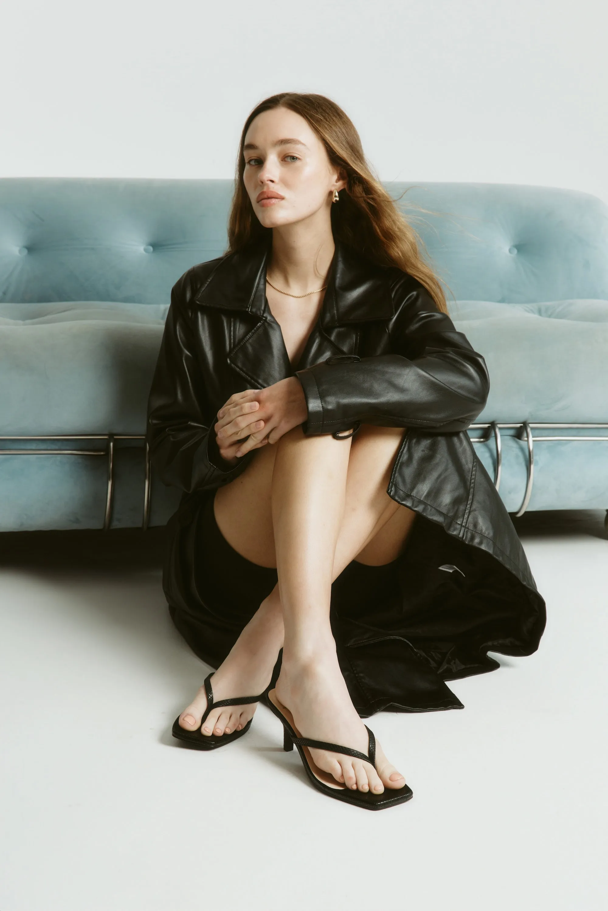 Taytum Heeled Thongs - Black Snake